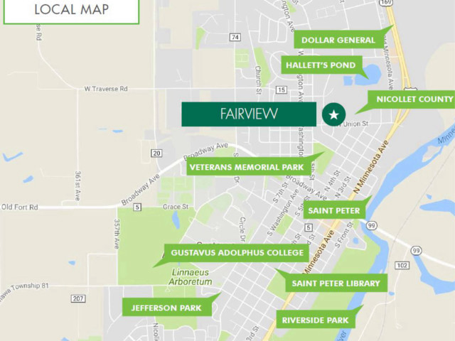 Local map Fairview Apartments St. Peter, MN
